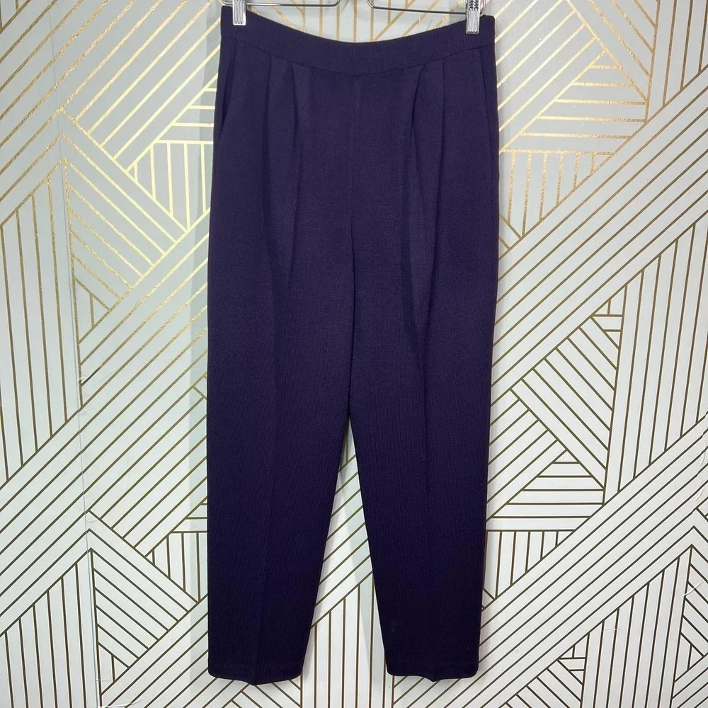 St. John Santana Knit Pleated Pants in‎ Purple Size US 2